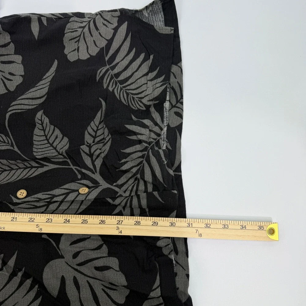Jamaica Jaxx Mens XXL‎ Silk Tropical Leaf Button Down Shirt Black Grey